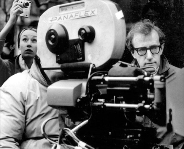 Borsi standing behind Woody Allen as he directs one of his films
