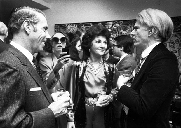 Borsi at a party with Andy Warhol
