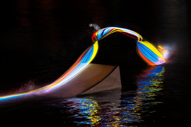 Experimental Light Painting Photographs with Lights Strapped to Wakeboards wakeboardlightpainting 3