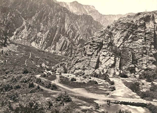 Big Cottonwood Canyon, Utah. Taken in 1868.