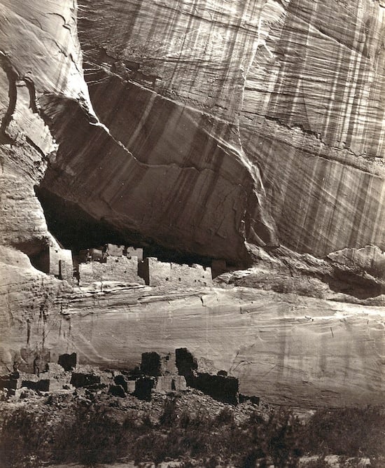 View of the White House, Ancestral Pueblo Native American (Anasazi) ruins in Canyon de Chelly, Arizona. Taken in 1873.