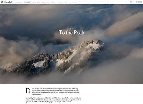 “Snowfall” design with full width images
