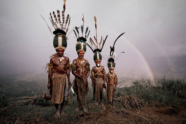 Bartholomeuw, Rubin, Gibson & Samson, Kalam Tribesmen Simbai, Nukunt Village, Bismark Range, Central Highlands Papua New Guinea, 2010