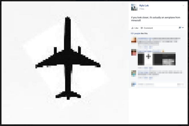 "if you look closer, it's actually an aeroplane from minecraft"