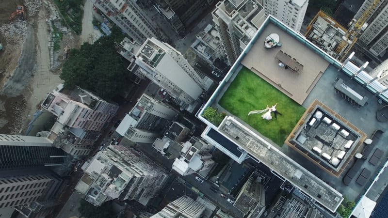 This Perfect Drone Shot of Newlyweds on a Rooftop is a Total Accident