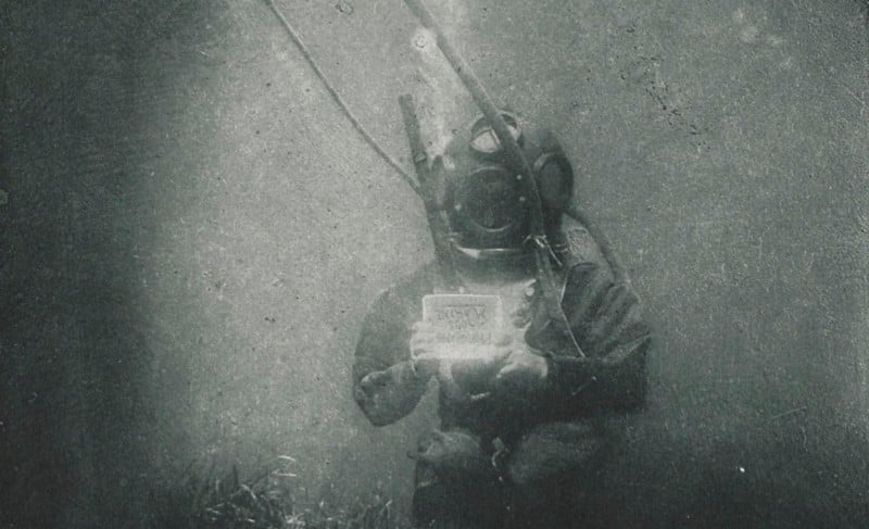 This is the Worlds First Underwater Portrait, Taken in 1899