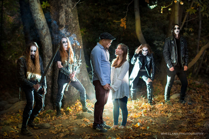 Photographer Invites Black Metal Band to Join Romantic Engagement Shoot