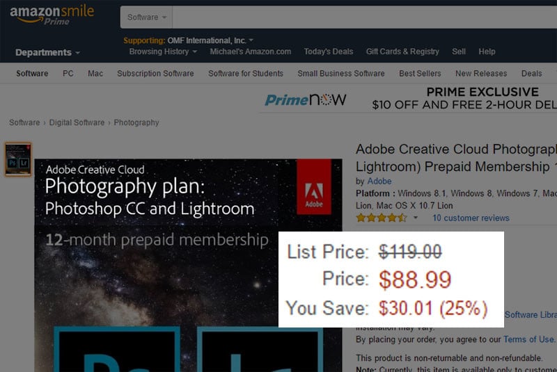 Get a Year of Photoshop and Lightroom for Just $89, or 25% Off