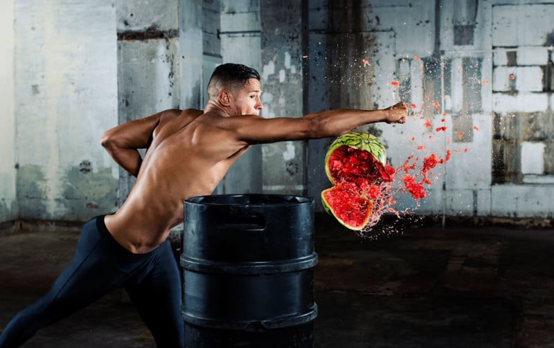 Tips for Photographing an MMA Fighter Smashing Food to Bits