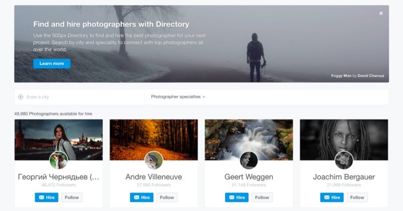 500px Unveils the Directory: A Listing that Helps Photographers Find Work