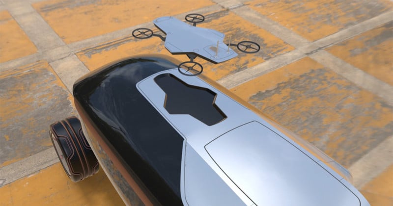 student designs drone-toting concept car specifically photojournalists 