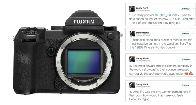  fujifilm sparks outrage trotting out topless model gfx 