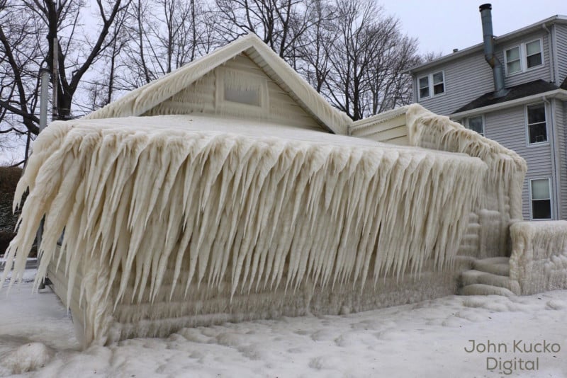 Photos of an Ice House After a Winter Storm at Lake Ontario