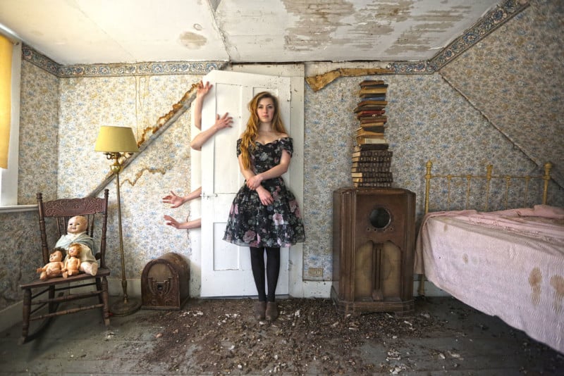  photographer turns abandoned spaces into dark fairy 