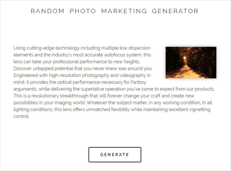  web app creates random camera company marketing 