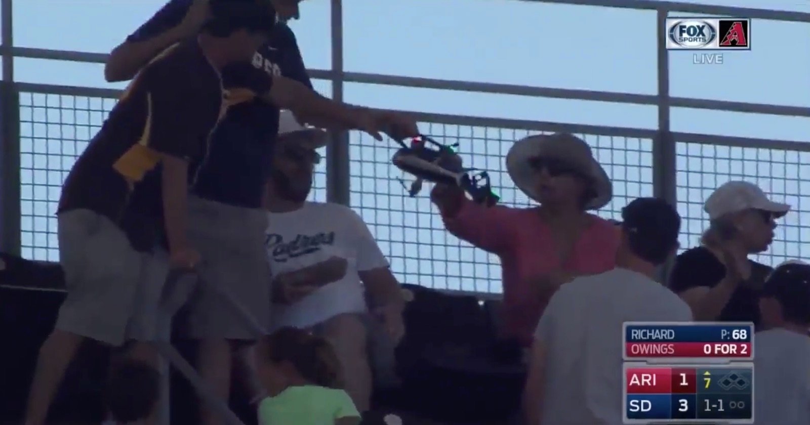 Illegal Drone Slams Into the Stands at Baseball Game, Narrowly Missing Fans