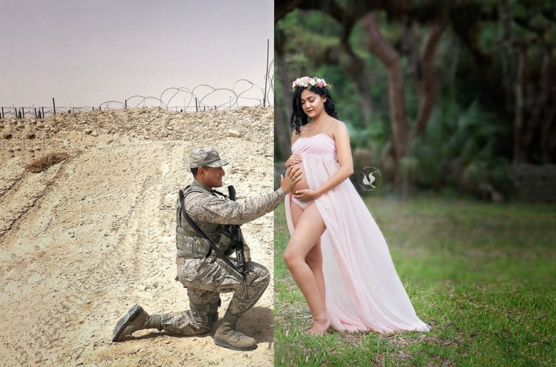 Photographer Creates Maternity Photo with Husband Deployed Overseas