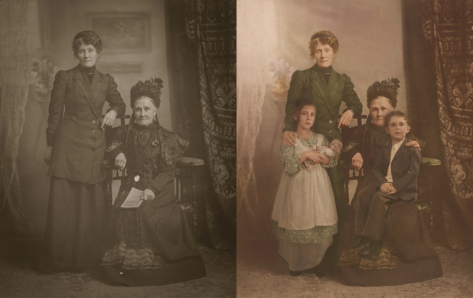 Photog Cleverly Photoshops Kids Into a Family Photo from Early 1900s
