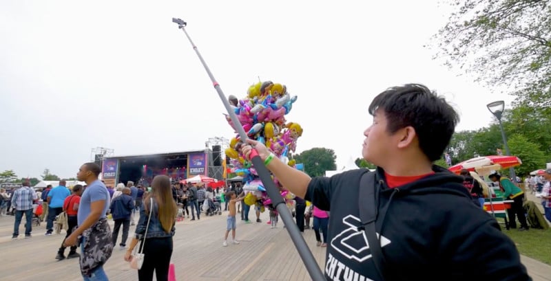 How to Fake a Drone Shot with a Phone and a Really, Really Long Selfie Stick