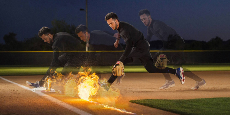 Shooting Portraits of Baseball Star Kris Bryant Fielding Real Fireballs