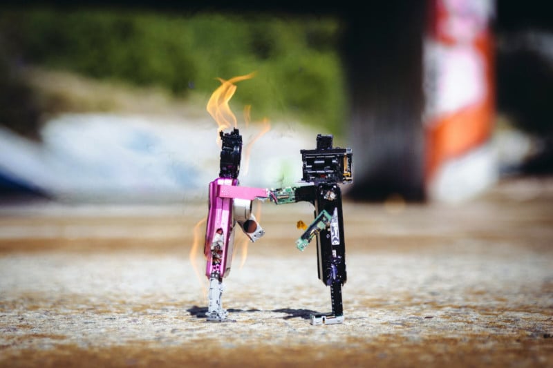  artist turns trashed cameras into little robots 
