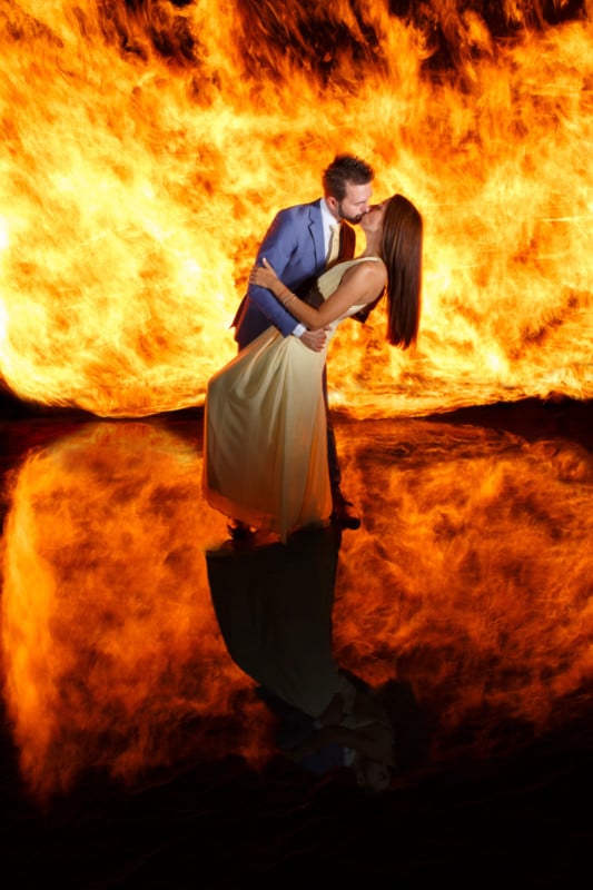 This Fiery Wedding Portrait Was Made with a Single Long Exposure