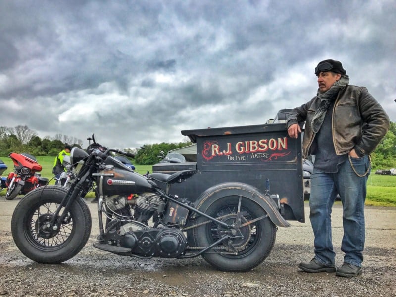  tintype photographer who works out 1938 harley-davidson 