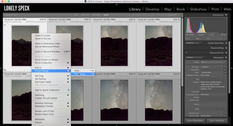  how stack stitch panoramas stars complete 