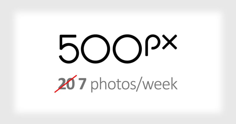 500px Quietly Dropped Free Account Upload Limit to 7 Photos Per Week