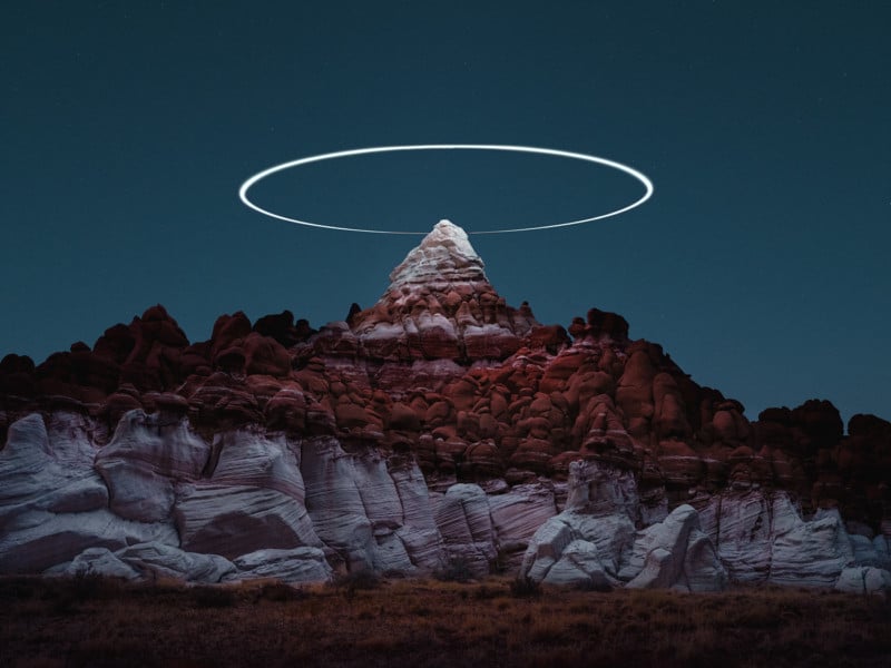  photographer captures halos above rock pinnacles using drones 