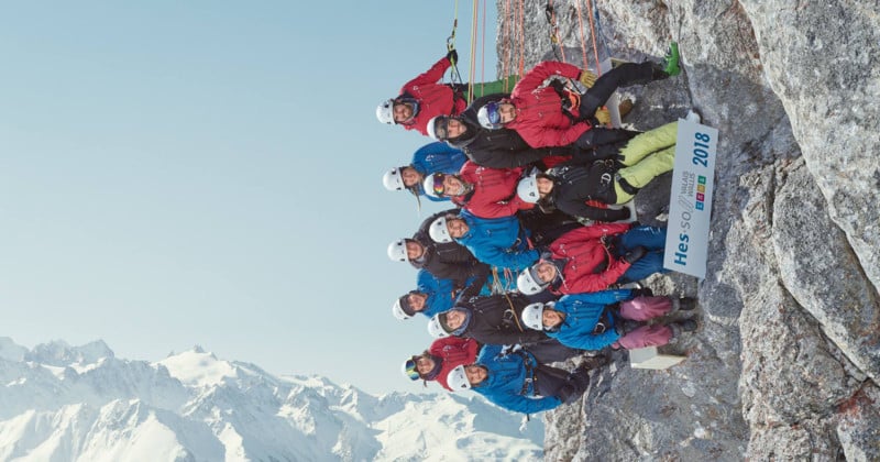  these students took sideways photo swiss alps 