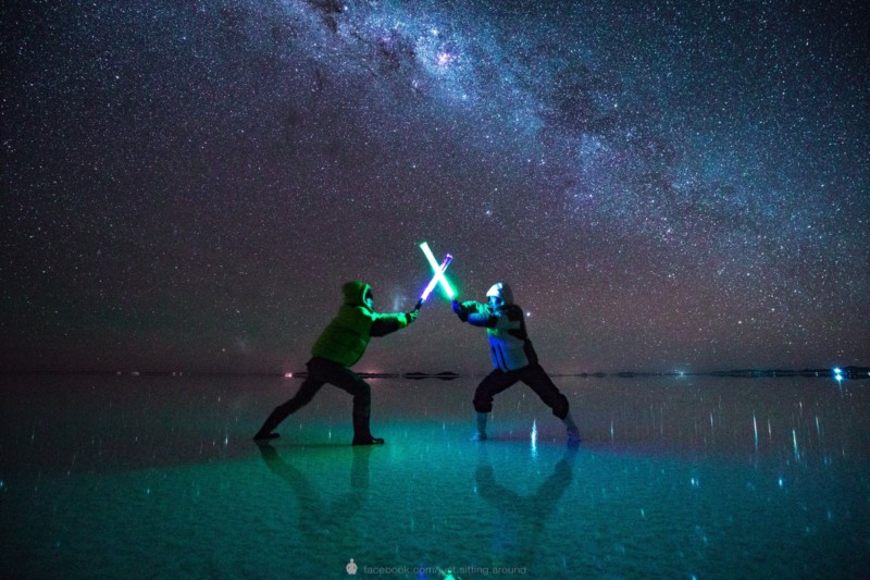 Photos of a Starry Lightsaber Duel in the Worlds Largest Salt Flat