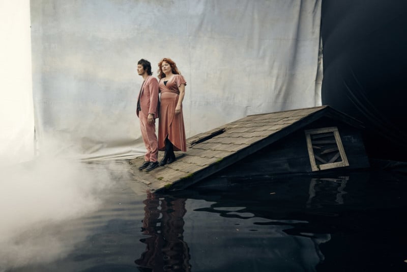  photographer builds flooded house set portraits musicians 