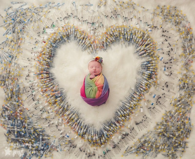 A Newborn Photo with the 1,616 IVF Needles That Led to Her Birth