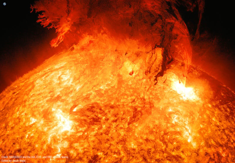 This Photo Shows a Solar Coronal Mass Ejection with the Earth for Scale