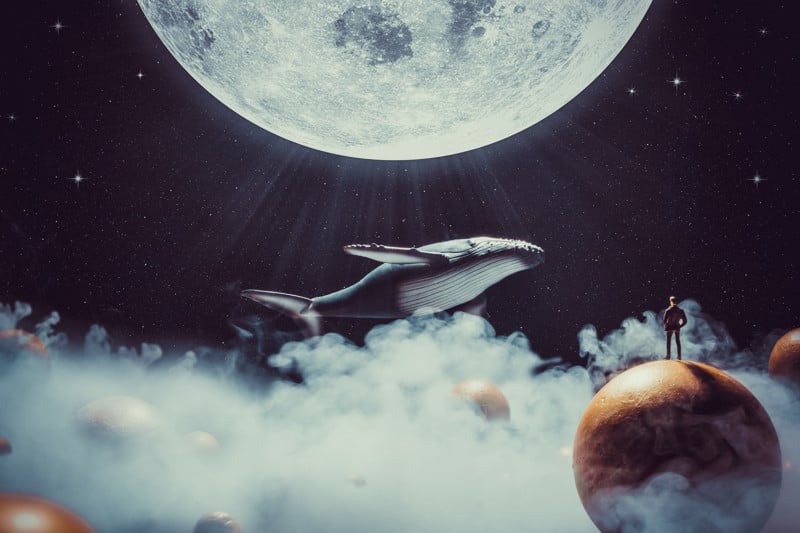 Creating Surreal Photo Art of Flying Whales in Space