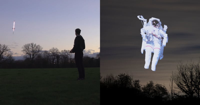 This Homemade Light Stick Drone is for Light Painting Images into the Sky
