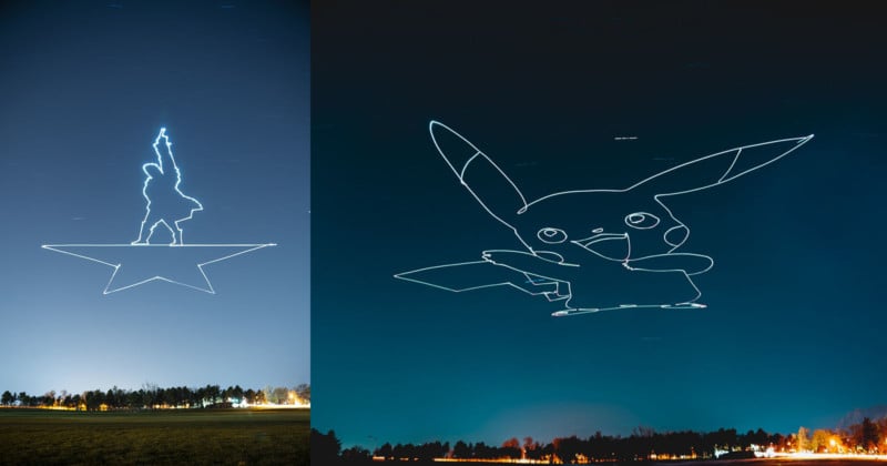  how light-paint giant shapes sky drone 