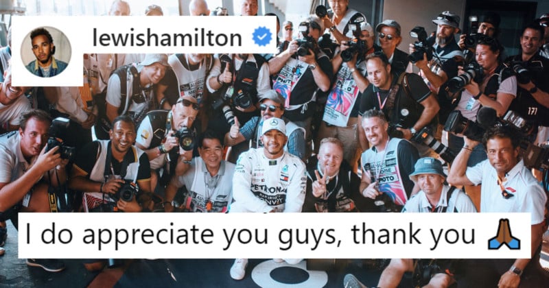 F1 Superstar Lewis Hamilton Thanks the Photographers Who Cover Him