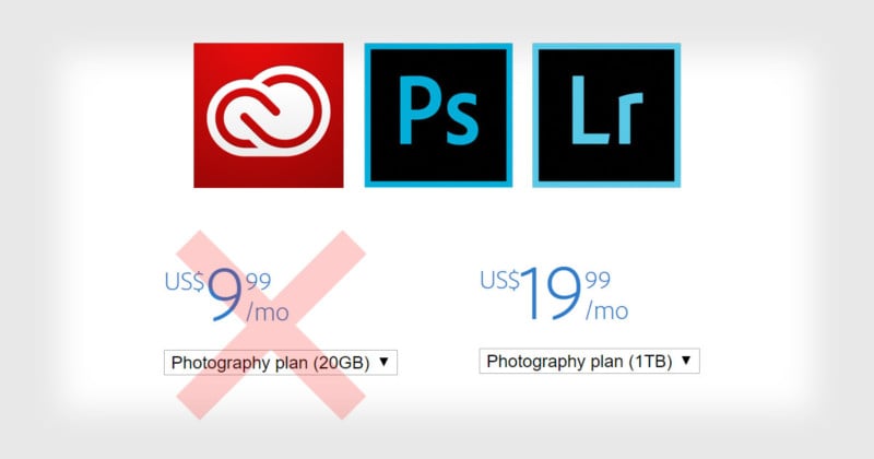 Adobes $10 Photography Plan Gone from Site: Cheapest is $20/Month