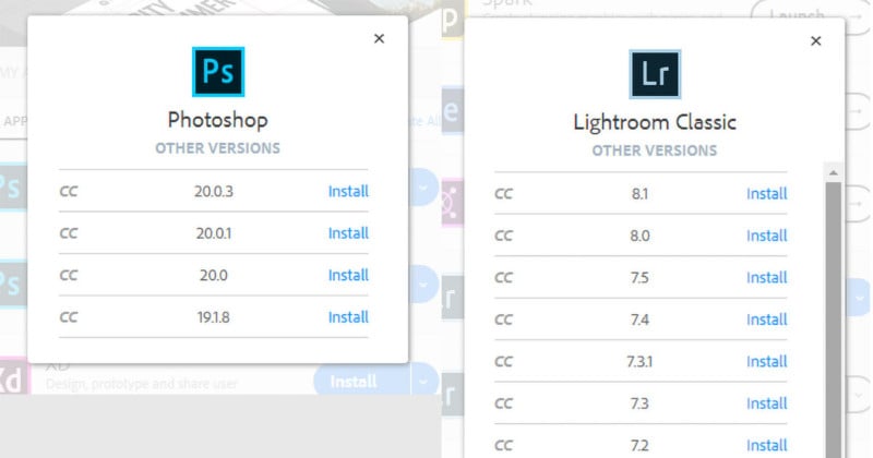 Adobe CC Removes Older Versions of Photoshop and Lightroom