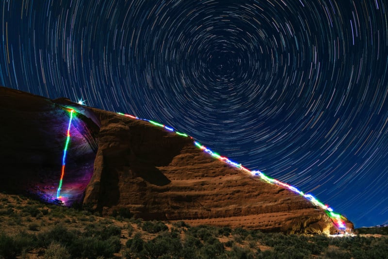 Photographer Creates Long Exposures of Himself Climbing with LED Lights