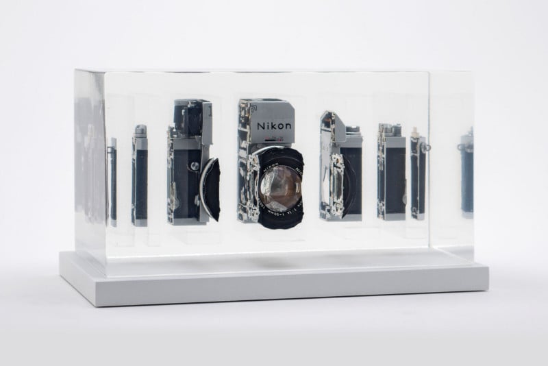 These Vintage Cameras Were Sliced Up and Frozen in Resin