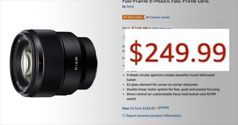 Amazon Lists $550 Sony Lens for $250 But Gives Buyers $20 Instead