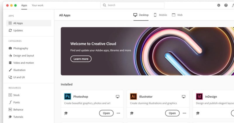 Adobe Rolls Out Revamped Creative Cloud Desktop App