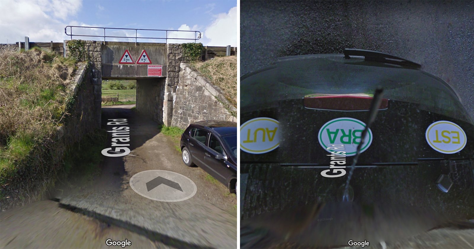This Google Street View Car Tried to Go Under an Overpass that Was Too Low for the Camera