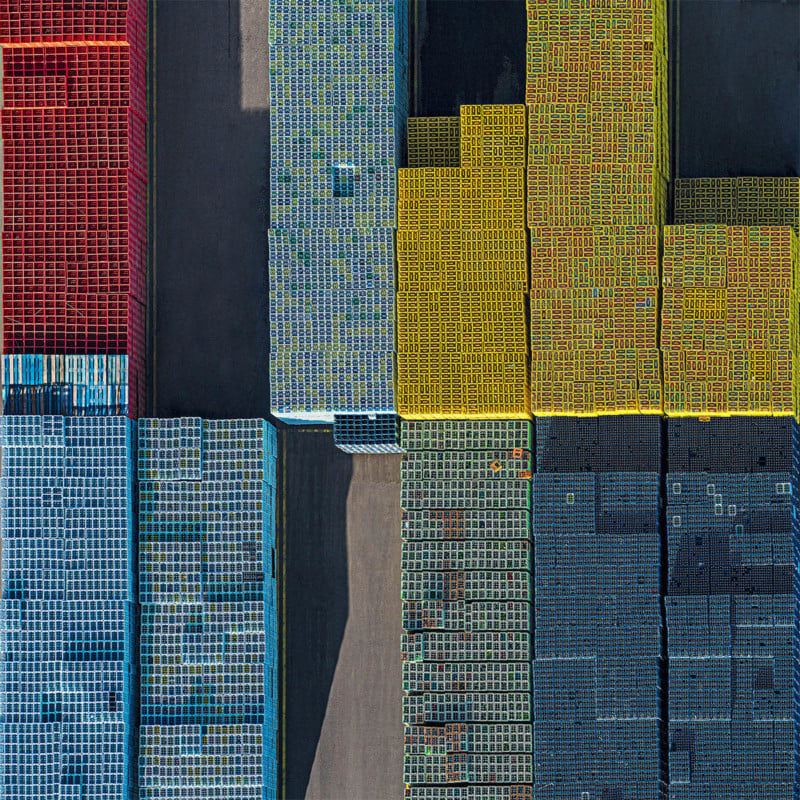 Aerial Photos Show Beverage Industry Crates Forming Eye-Popping Grids