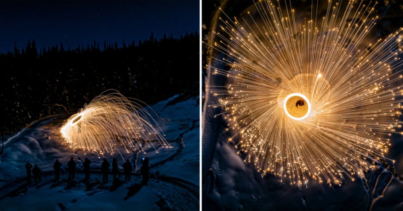  drone photos capture spinning steel wool from cool 