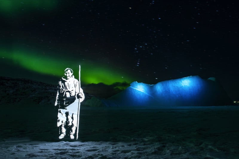 Photographer Paints Portraits of Inuit People into Polar Night Landscapes