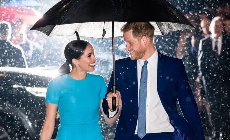 This Magical Rain Photo of Harry and Meghan Was Lit by a Strangers Flash